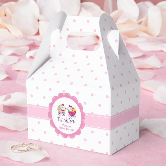 Twin Girl Baby Shower Carriage Favour Box (Wedding)