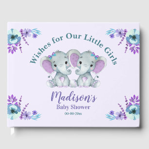 Twin Girl Baby Shower Guest Book Wishes for babies