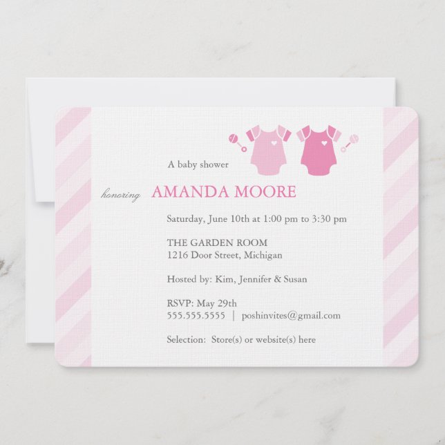 Twin Girl Baby Shower Invitation (Front)