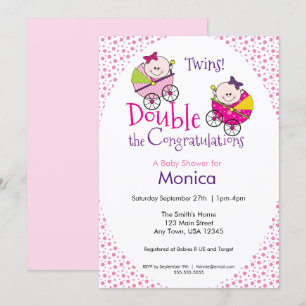 Twin Girl Baby Shower Invitation