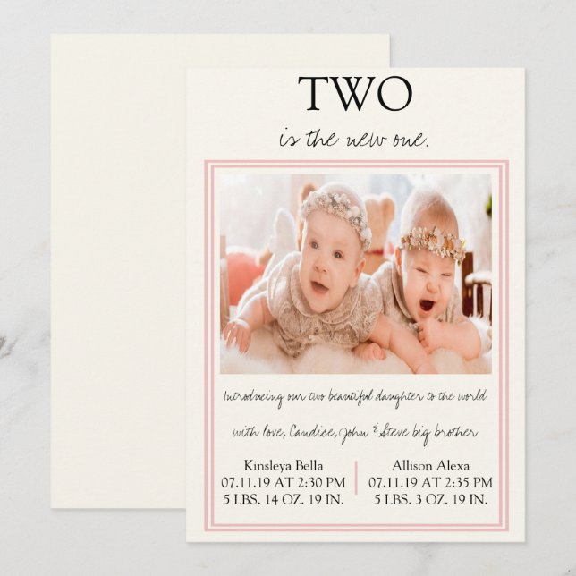 Twin Girl Birth Announcement (Front/Back)