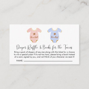 Twin Girl Boy Baby Shower Diaper Raffle Books Enclosure Card
