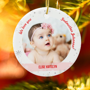 Twin Girl Boy Photo Godmother First Christmas Baby Ceramic Tree Decoration