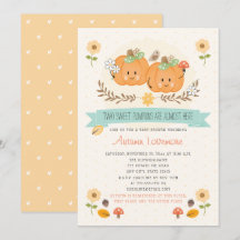 Twin Girl Pumpkin Baby Shower Invitations