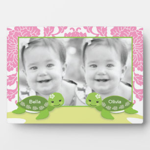 Twin Girl Turtles Photo Plaque
