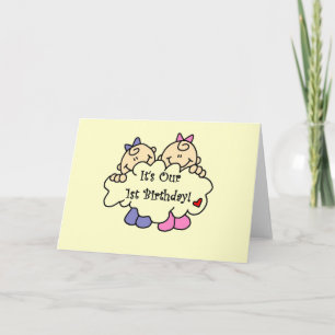 Twin Girls 1st Birthday Tshirts and Gifts Card