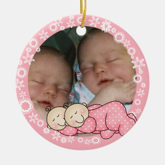 Twin Girls 1st Christmas Ornament (Front)