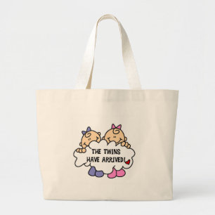 Twin Girls Arrived Large Tote Bag
