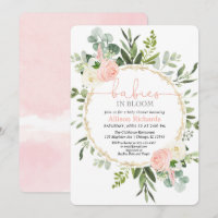 Twin girls babies in bloom pink gold greenery