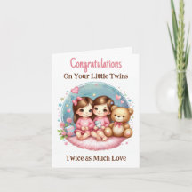 Twin Girl's Baby Shower Congratulations New Parent