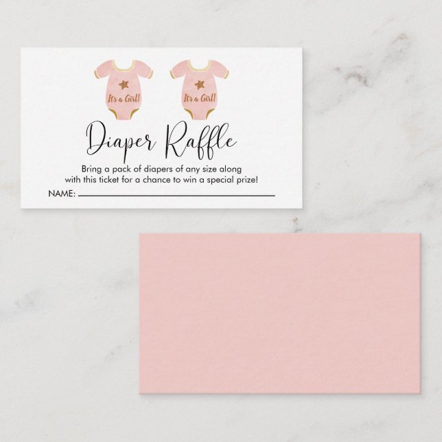 Twin Girls Baby Shower Diaper Raffle Enclosure Card (Front/Back)