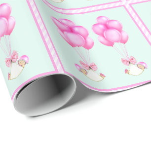 Twin Girls Baby Shower Gift Wrapping Paper