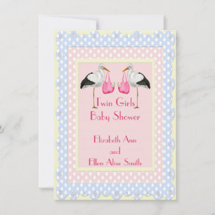 Twin Girls Baby Shower Invitation