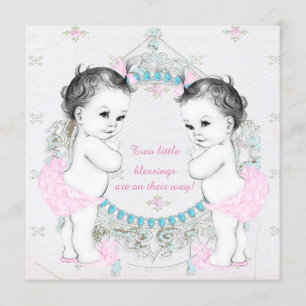 Twin Girls Baby Shower Invitation