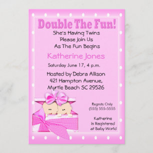 Twin Girls  Baby Shower Invitations