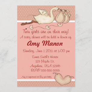 Twin girls baby shower invite