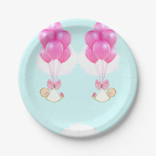 Twin Girls Baby Shower Paper Plate