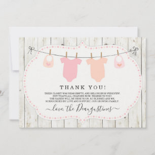 Twin Girls Baby Shower Thank You Card - Rustic