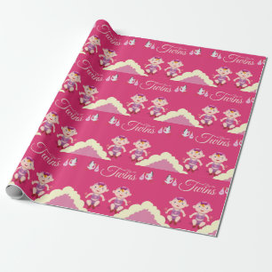 Twin Girls Baby Shower Wrapping Paper