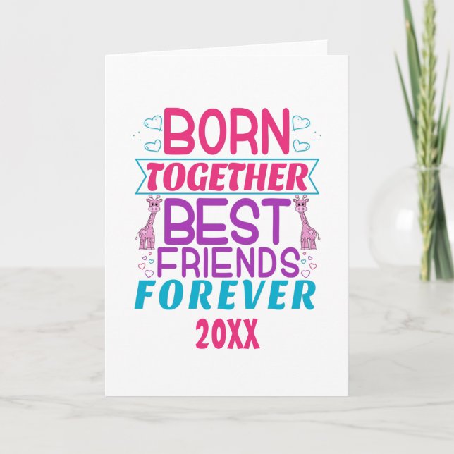 Twin Girls Best Friends Quote Card (Front)