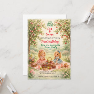 Twin girls birthday celebration invitation