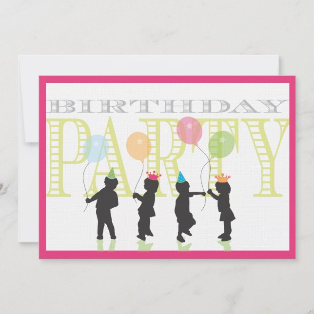 Twin Girls Birthday Invitation - Pink (Front)