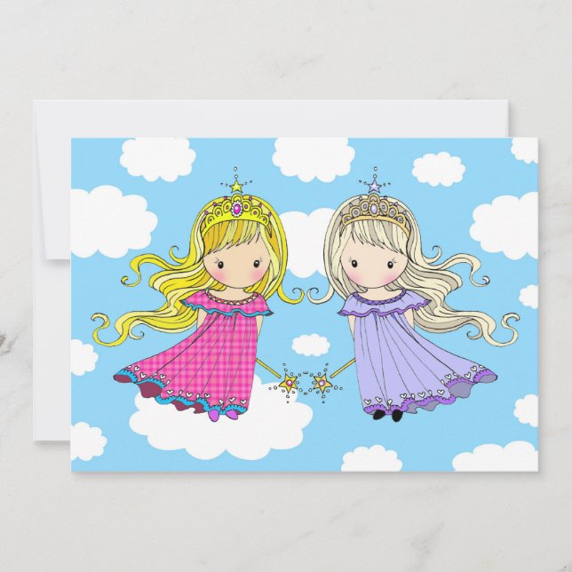 Twin Girls Birthday Party Invites (Front)