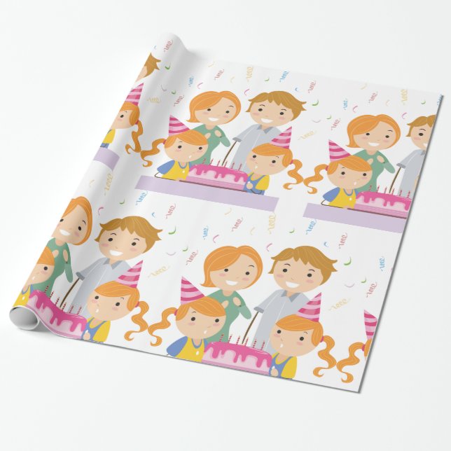 Twin Girls Birthday Wrapping Paper (Unrolled)