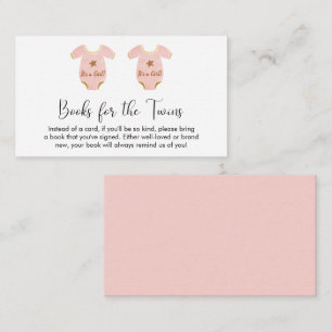 Twin Girls Books For Baby Shower Enclosure Card