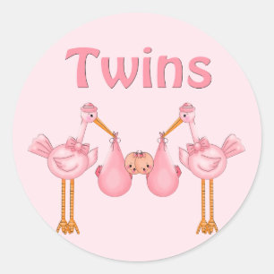 Twin Girls Classic Round Sticker