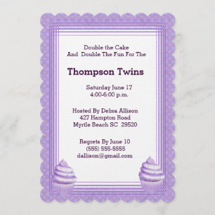 Twin Girls Cupcake  Birthday Invitation