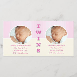 Twin Girls Double New Baby Photo Cards