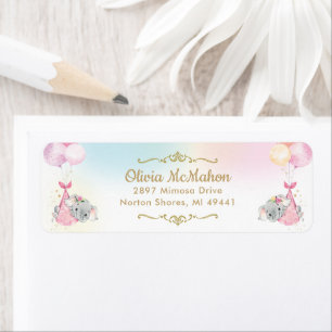 Twin Girls Elephant Baby Shower Return Address