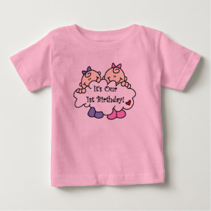 Twin Girls First Birthday Baby T-Shirt