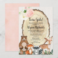 Twin girls forest friends woodland baby shower