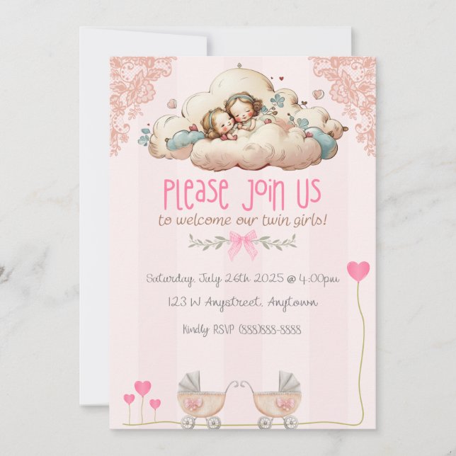 Twin Girls Invitation (Front)