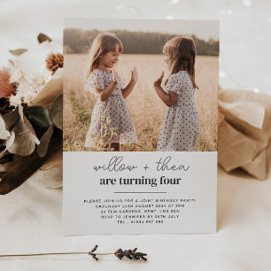 Twin Girls Joint Birthday - Script Invitation