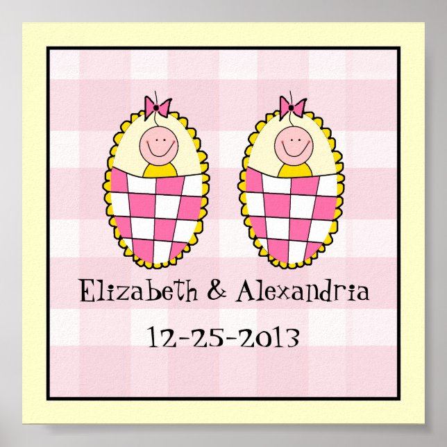 Twin Girls Keepsake Gift Poster (Front)