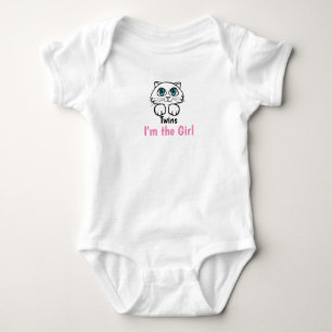 Twin Girls Kitty  Baby Bodysuit