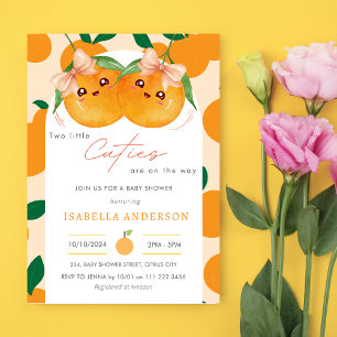 Twin Girls Little Cuties On the Way Baby Shower Invitation
