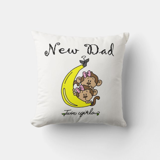 Twin Girls New Dad Gifts Cushion (Front)