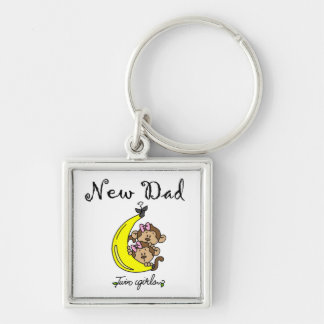 Twin Girls New Dad Gifts Key Ring