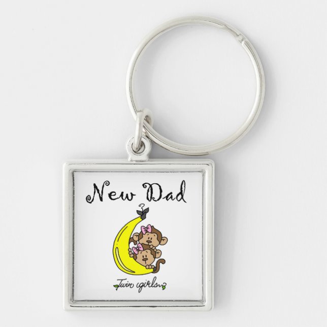Twin Girls New Dad Gifts Key Ring (Front)
