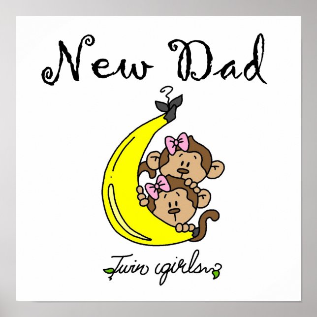 Twin Girls New Dad Gifts Poster (Front)