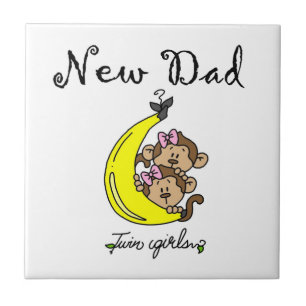 Twin Girls New Dad Gifts Tile