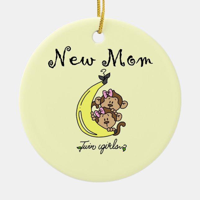 Twin Girls New Mum Gifts Ceramic Tree Decoration (Front)