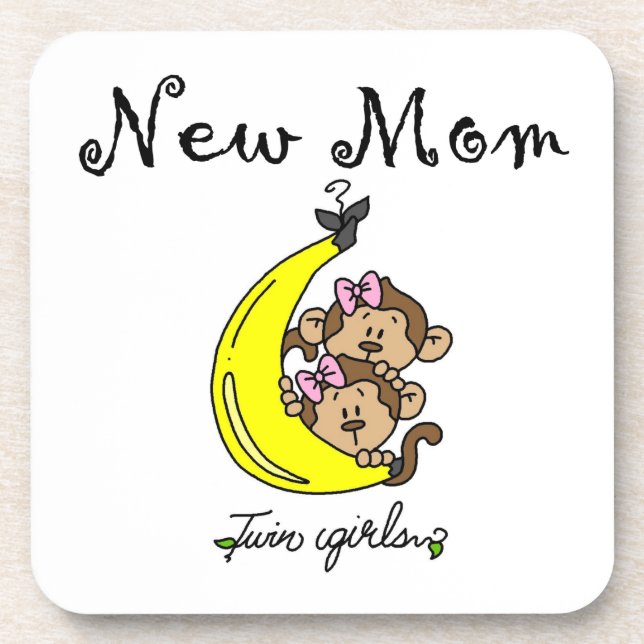 Twin Girls New Mum Gifts Coaster (Front)