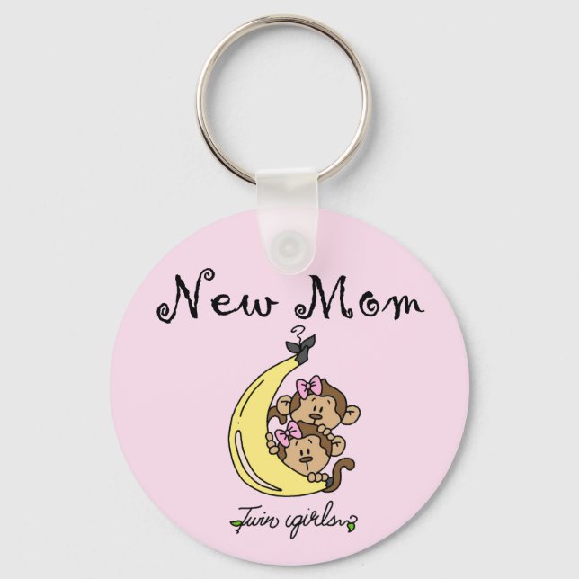 Twin Girls New Mum T-shirts and Gifts Key Ring (Front)