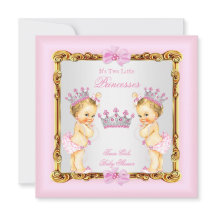 Twin Girls Princess Baby Shower Gold Pink Blonde