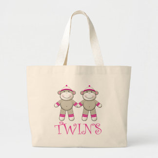 Twin Girls Sock Monkey Tote Bag